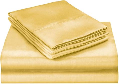 Amazon.com: Bedify Bedding 100% Pure Silk Satin Sheet Set 7pcs, Silk ...