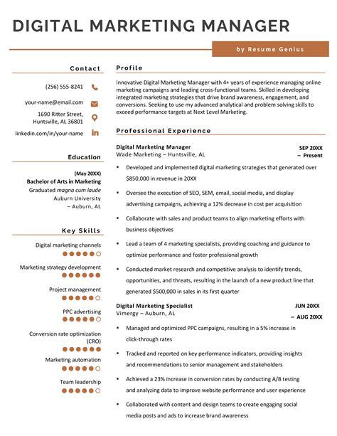 Marketing Manager Resume Examples