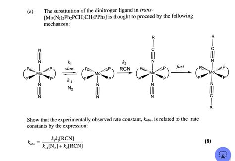 Solved (a) ﻿The substitution of the dinitrogen ligand in | Chegg.com