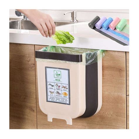 HorBous Kitchen Hanging Trash Can, Foldable Trash Bin, Small Portable ...