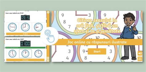 Citirea ceasului – Joc online cu răspunsuri ilustrate