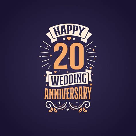 Happy 20th wedding anniversary quote lettering design. 20 years ...