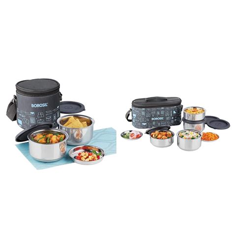 Buy Borosil Carry Fresh Stainless Steel Insulated Lunch Box Set of 2 ...