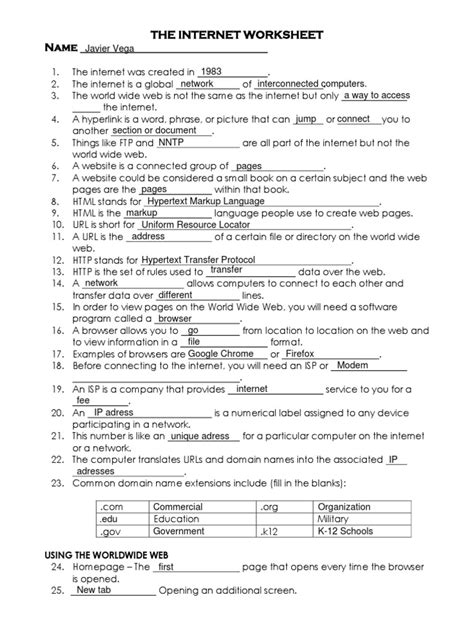 Computer Worksheet Internet 的图像结果