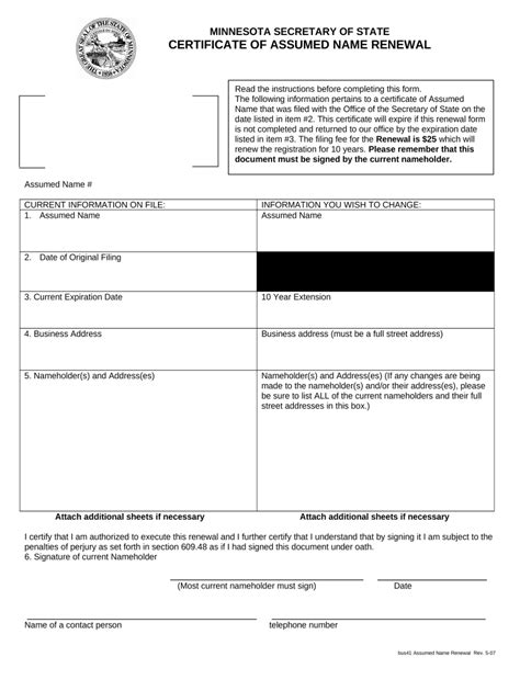 minnesota certificate of assumed name Doc Template | pdfFiller