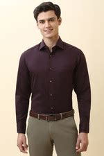 Buy Men Purple Textured Full Sleeves Formal Shirt Online - 40003671 ...