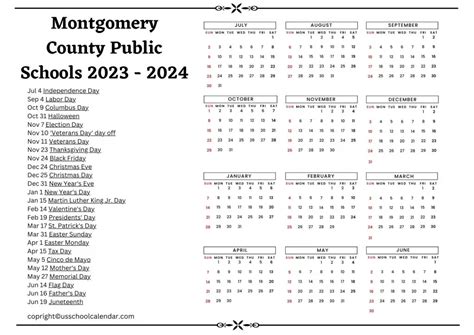 MASD Calendar - US School Calendar