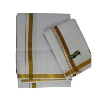 Buy Men’s Traditional Cotton White Dhoti and Towel set/Kerala Dhoties ...