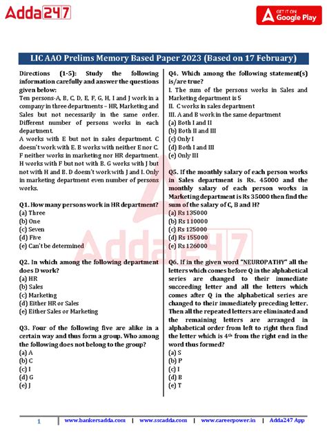 LIC AAO Prelims Memory Based Paper 2023 - 17 February Analysis - Studocu