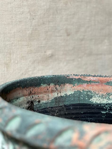 Spanish Colonial Terracotta Green Painted Planter, Lions Head and ...