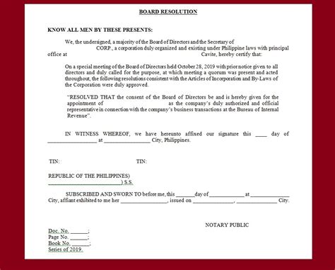 Board Resolution Tagalog Sample 的图像结果