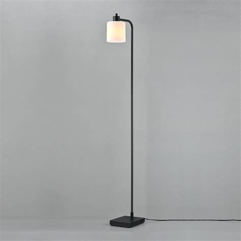 Ebern Designs 62 Inch Matte Black Floor Lamp with Plastic Frosted Shade ...