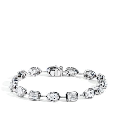 Fancy Shape Diamond Bezel Bar Bracelet in 18k White Gold | Fancy shape ...