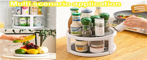 Roktry 2 Tier Turntable Cabinet Organizer, Non Skid Rotating Spice Rack ...