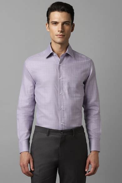 Buy Men Purple Classic Fit Check Full Sleeves Formal Shirt Online ...