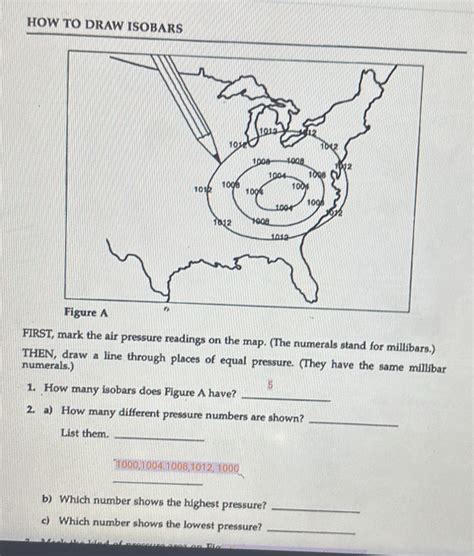 Solved: HOW TO DRAW ISOBARS 101 42 101e 1012 1008 1008 102 1004 1098 ...