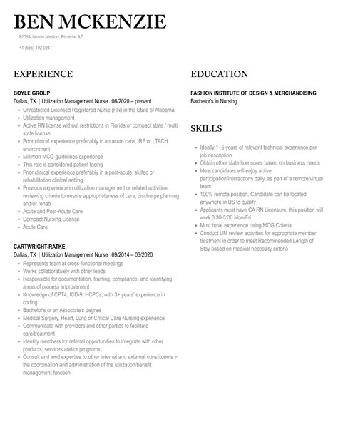 Utilization Management Nurse Resume Samples | Velvet Jobs