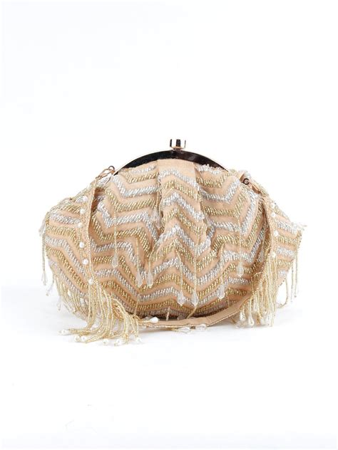 Buy Beige Embellished Tassel Batuwa – Odette