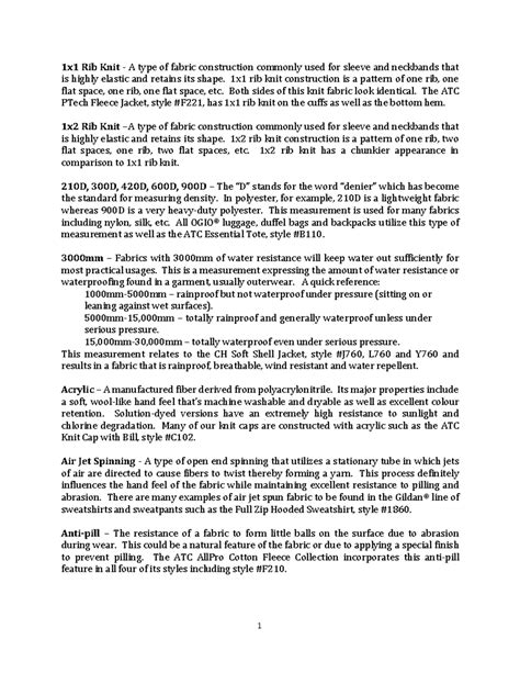 Glossary Of Terms - Textile glossery - 1x1 Rib Knit - A type of fabric construction commonly ...