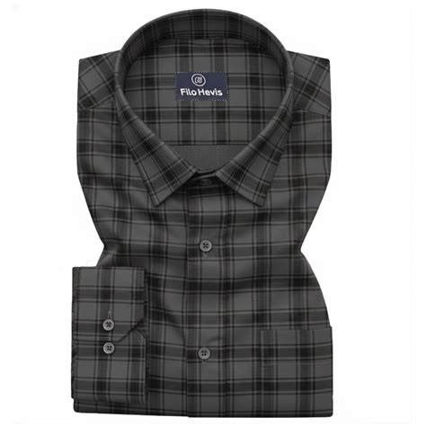 Grey Check Shirt | Dark Grey Check Shirt Online - Filo Hevis