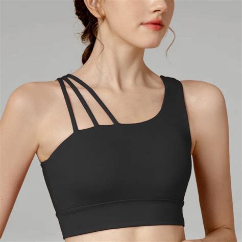 Strappy Asymmetrical Sports Bra with Built-in Bra – Sleek & Supportive