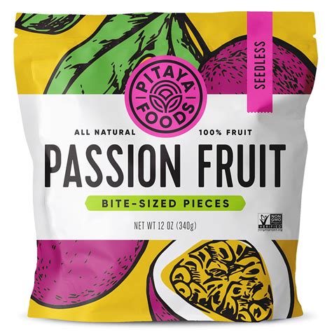 Pitaya Foods Frozen Passion Fruit Bite Sized Pieces for Smoothies, 12oz ...