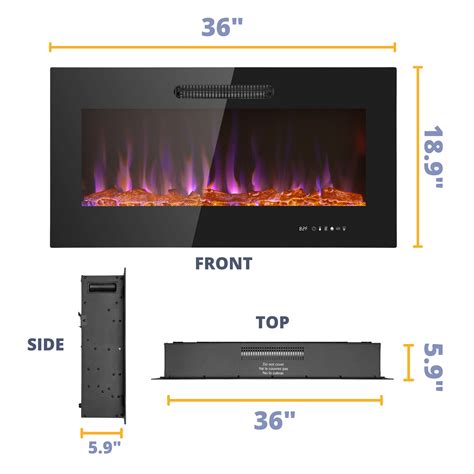 36 Inch LED Slim Design Electric Fireplace Insert and Wall Mounted Fir ...