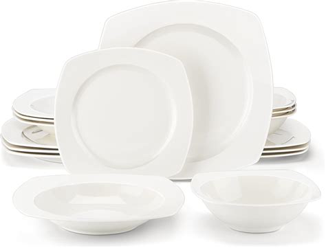 MALACASA Dinner Sets for 4, 16 Piece Bone China Plates and Bowls Sets ...