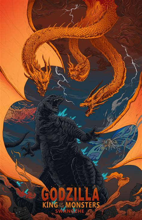 《哥斯拉：怪兽之王》电影手绘海报|插画|创作习作|守望者Swangzhe - 原创作品 - 站酷 (ZCOOL)