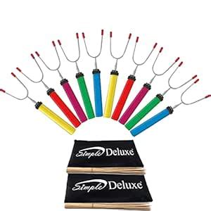 Simple Deluxe 10 Pcs 34 inch Marshmallow Roasting Sticks Smores Kit ...