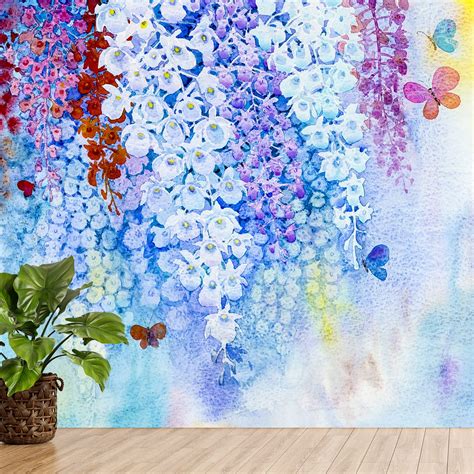 The Seven Colours Self Adhesive Wallpapers Orchid Flowers Vinyl Decals ...