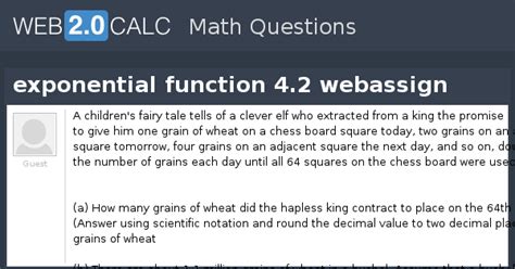 View question - exponential function 4.2 webassign