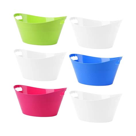 6Pcs Plastic Ice Buckets Oval Beverage Storage Tub, Colored Drink ...