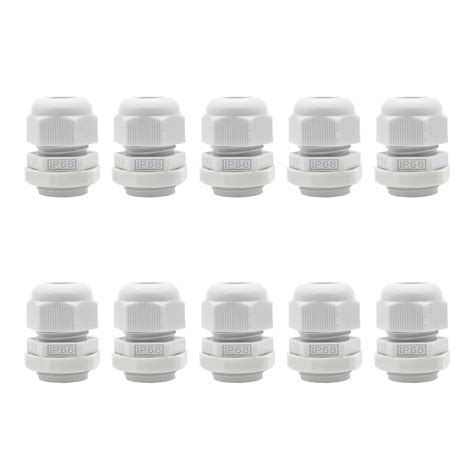10PCS IP68 Waterproof Cable Gland White PG11 Plastic Connector Nylon ...