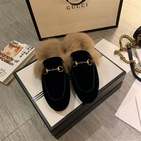 Gucci Princetown Fur Mules Suede/Calfskin Leather Spring/Summer ...