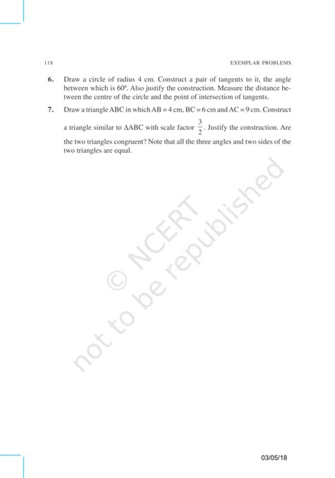 NCERT Exemplar Class 10 Maths Chapter 10 - Constructions