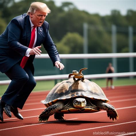 donald trump jumping over a turtle on a running track Prompts | Stable ...