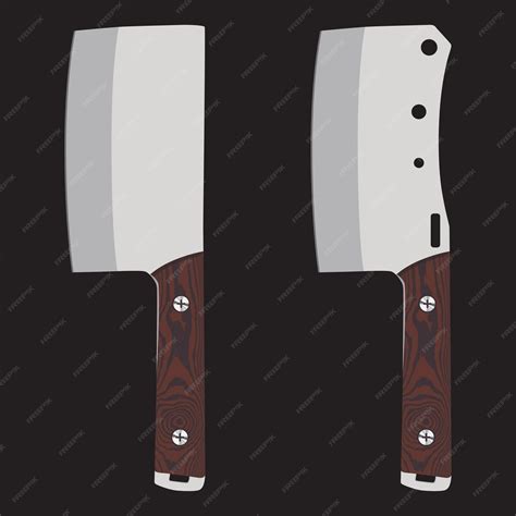 Premium Vector | Chef knives, butcher meat knives for butcher shop ...