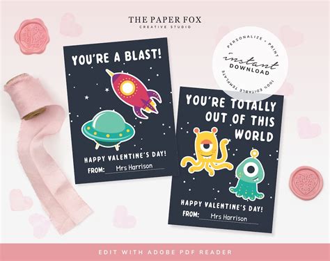 Buy DIY PRINTABLE Space Alien Valentine Card, Editable Valentine Cards ...