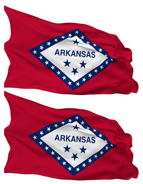 Free State of Arkansas Flag Waves Isolated in Plain and Bump Texture ...