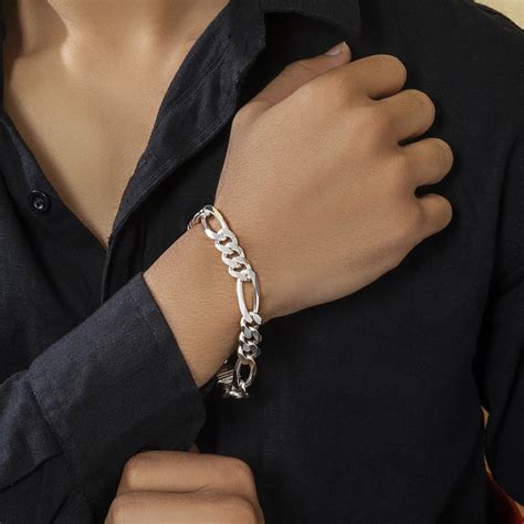 Buy Pure 925 Silver Chain Bracelet Titan Figaro Force