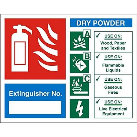 Buy Seco Dry Powder Fire Extinguisher Explanation Chart Sign, 150mm x ...