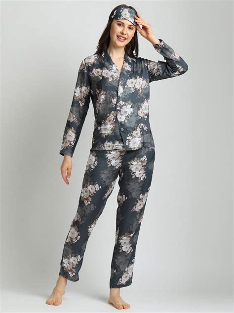 Drape In Vogue Grey Floral Night Suit – Piccolokids-in