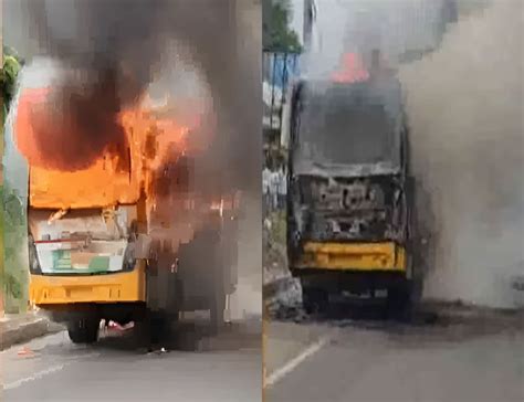 HYDERABAD: Delhi Public School bus gutted in fire at Katedan ...