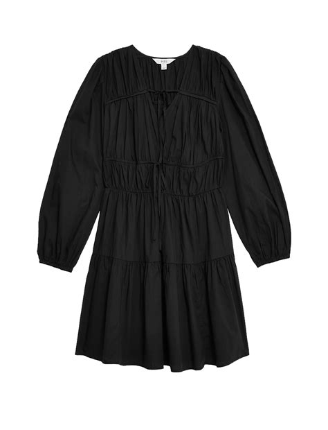 Buy Pure Cotton V-Neck Mini Waisted Dress at Marks & Spencer