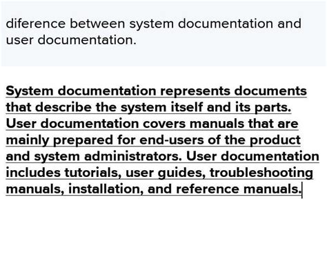 diference between system documentation and user documentation. - Brainly.in