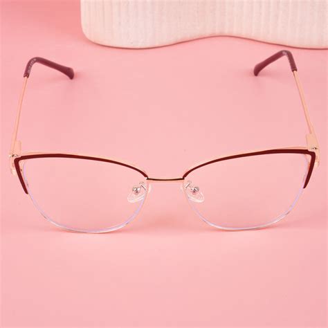 Voyage Glam Red & Golden Cateye Eyeglasses for Women (95222MG4424-C5 ...