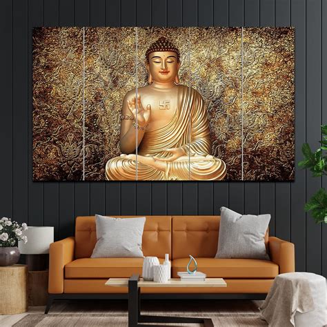 perpetual Buddha 3D Scenery Wall Painting Set of 5 | Painting For Wall ...