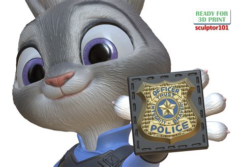 🚓 Fanart Zootopia Police Officer Judy Hopps Showing Her Badge・ 3D File for 3D printing・Cults