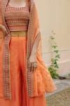 Buy Orange Chanderi Embroidery Round Neck Cape Sharara Set For Women by ...